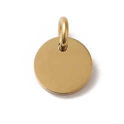 Echt 14 k vergoldet 304 Edelstahl Reize, mit Sprungring, flache runde Charme, echt 14 k vergoldet, 10x1.5 mm, Bohrung: 3.7 mm