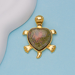 Унакит Природные кабошонов Unakite, черепахи, сердце, 39x30x8 мм