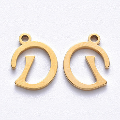 Letter D PVD-Vakuumbeschichtung 201 Anhänger aus Edelstahl, Laserschnitt, echt 18 k vergoldet, letter.d, 10x8.5x1 mm, Bohrung: 1 mm