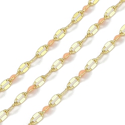 Сэнди Коричневый Латунные цепи с покрытием стойки, с эмалью, с катушкой, пайка без свинца и кадмия, реальный 18 k позолоченный, песчаный коричневый, 4x2x1 мм