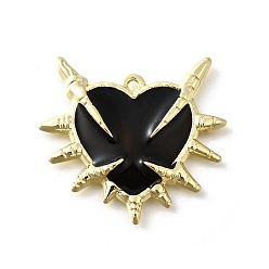 Сердце Подвески из сплава с черной эмалью в готическом стиле, золотые, сердце, 27x29.5x3.5 мм, отверстие : 1.5 мм