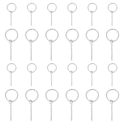 Stainless Steel Color 304 Stainless Steel Split Key Ring Clasps, For Keychain Making, with Extended Cable Chains, Stainless Steel Color, 20pcs/box