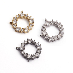 (52) Непрозрачная лаванда Латунные микропаве прозрачные подвески с фианитом, кольцо, разноцветные, 14.5x15.5x2.5 мм, отверстие : 0.8 мм