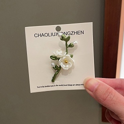 Зеленый Электролитически покрытые значки в форме магнолии Юлан для рюкзака и одежды., зелёные, 52x25.5 мм