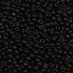 Черный Матовые непрозрачные 8/0 стеклянные бусины, круглые, чёрные, 3x1.5~3 мм, отверстие : 1 мм, около 15000 шт / упаковка, 440~450 г / мешок