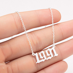 Нержавеющая Сталь Цвет 1991 год рождения число 201 ожерелья с кулоном из нержавеющей стали, цвет нержавеющей стали, 17.72 дюйм (45 см)