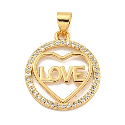 Слово Стойка металлическая латунная микропрофилированная кубическая циркония подвески, долговечный, без кадмия и без свинца, реальный 18 k позолоченный, слово, 20.5x18x1.5 мм, отверстие : 5x3.5 мм