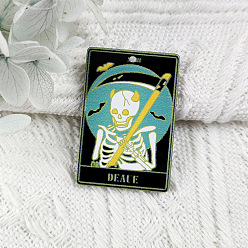 Dark Turquoise Printed Opaque Halloween Acrylic Pendants, Rectangle with Tarot Patternd Charm, Death XIII, 40x27mm