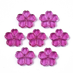 Magenta Transparente sprühlackierte Glasperlen, Blume, Magenta, 11.5x12x2.5 mm, Bohrung: 0.9 mm