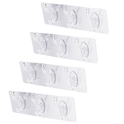 Серебро Самоклеящиеся акриловые настенные крючки-вешалки, серебряные, 59x185x28 мм