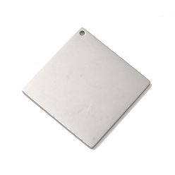 Нержавеющая Сталь Цвет Не тускнеющие 304 подвески из нержавеющей стали, пустая бирка с зеркальной полировкой, ромбовидный шарм, цвет нержавеющей стали, 41.5x41.5x1.5 мм, отверстие : 1.6 мм