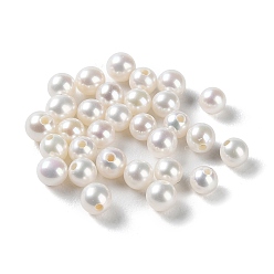 WhiteSmoke Natural Cultured Freshwater Pearl Beads, Half Drilled, Grade 5A+, Round, WhiteSmoke, 3~3.5mm, Hole: 0.8mm