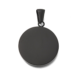 Черный Ионное покрытие (ip) 304 подвески из нержавеющей стали, плоско-круглые, штампованная пустая бирка с зеркальной полировкой, чёрные, 23.5x20x2 мм, отверстие : 3.5x7 мм