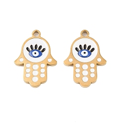 Hamsa Hand 304 нержавеющей стальной эмали подвески, золотые, hamsa hand charms, 17x12x1.5 мм, отверстие : 1.4 мм