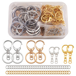(52) Непрозрачная лаванда Наборы для ключей, с сплава омаров коготь застежками и пряжками поворотными, железные фурнитуры и латунные прыжковые кольца, разноцветные, 120 шт / коробка