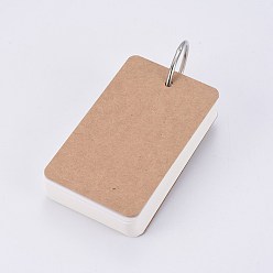 White Kraft Loose-leaf Note Book Paper, Binder Ring Easy Flip Flash Cards Study Memo Pads, White, 88x54x19mm, about 50sheet/pc