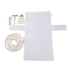 Golden DIY Handbag Making Kits, including Iron Bag Handles & Magnetic Clasp & Deer Knot, Plastic Pin & Grid Plate, Golden, 1150mm