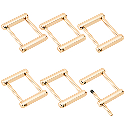 Golden 6Pcs Alloy Screw Shackle, Bag Adjustable Buckles for Bag Strap Connector, Rectangle, Golden, 28.5x35.5x5.5mm, Hole: 25.5x18mm