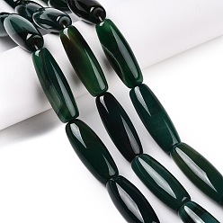 Темно-Зеленый Нити бусин из натурального агата, рис, темно-зеленый, 39.5~41x11~15 мм, отверстие : 3 мм, около 10 шт / нитка, 15.35~16'' (39~40 см)