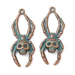 Spider Подвески из сплава , Хэллоуин, красная медь и зеленая патина, паук, 39.5x15.5x5.5 мм, отверстие : 1.6 мм