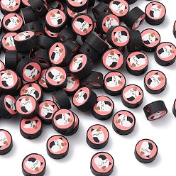 Плоский Круглый Бусины из полимерной глины , плоско-круглые, 10x4 мм, отверстие : 1.2 мм, 100 шт / пакет