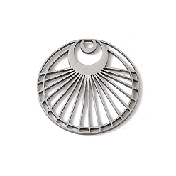 Нержавеющая Сталь Цвет 201 из нержавеющей стали филигранные подвески, круглый с лунными чарами, цвет нержавеющей стали, 20x1 мм, отверстие : 1.8 мм