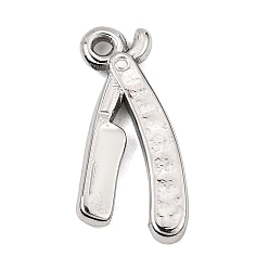 Stainless Steel Color 304 Stainless Steel Pendants, Razor Charms, Stainless Steel Color, 24x11x3mm, Hole: 1.7mm