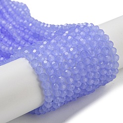 Васильковый Подставки для стеклянных бусин с имитацией нефрита, граненые, круглые, васильковый, 4 мм, отверстие : 0.7 мм, около 87~93 шт / нитка, 32~33 см