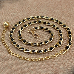 Черный Круглые бусины из сплава и пластика, скрученные цепочки для живота, золотые, чёрные, 650x8 мм