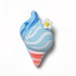 Conch Pattern Кабошоны из непрозрачной смолы с морской тематикой, кабошоны морских животных, голубой, раковина узор, 30x17x8 мм