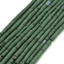 Светло-зеленый Коричневый Окрашенные синтетические бирюзовые бусы нити, колонка, оливковый, 1.5~2x1~2 мм, отверстие : 0.7 мм, около 169~175 шт / нитка, 12.60''~12.99'' (32~33 см)