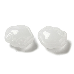 White Transparent Glass Pendants, Longevity Lock Charms, White, 14x16x7mm, Hole: 1.2mm