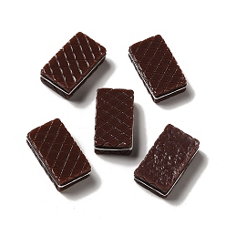 Rectangle Непрозрачная смола, бисквит, декодирование кабошонов, имитация еды, печенье, кокосового коричневый, прямоугольные, 21.5x12.5x7.5 мм
