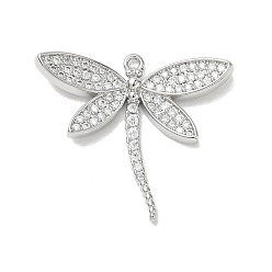 Platinum Brass Micro Pave Clear Cubic Zirconia Pendants, Butterfly Charms, Long-Lasting Plated, Lead Free & Cadmium Free, Platinum, 20x25.5x3mm, Hole: 1.3mm