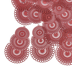 Красный 430 из нержавеющей стали Компоненты для люстр ссылки, окрашеные, гравированные металлические украшения, красные, 56.5x35x0.3 мм, отверстие : 1.2~2 мм