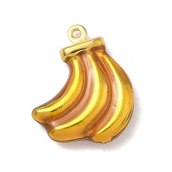 Банан 304 эмалевые подвески с фруктами из нержавеющей стали, реальный 18 k позолоченный, банан, 18x15x4 мм, отверстие : 1 мм