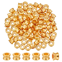 Золотой 100шт. бусины из европейского сплава в тибетском стиле, бусины с большим отверстием, баррель, золотые, 8x5.5 мм, отверстие : 4 мм