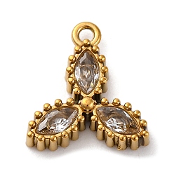 Прозрачный Ионное покрытие (IP) 304 подвески из циркония из нержавеющей стали, реальный 18 k позолоченный, прозрачные, 11.5x10.5x2.5 мм, отверстие : 1.2 мм