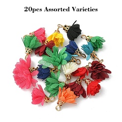 (52) Непрозрачная лаванда 20шт. подвески в виде тканевых цветов для украшения, с железной фурнитурой золотого цвета, разноцветные, 17~18x15~19 мм, отверстие : 1x3 мм