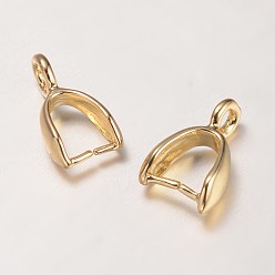 Золотой Держатели пончик из латуни, покрытие стойки и длительное покрытие, золотые, 10x7x3.5 мм, отверстия: 1.5 мм, штифты: 0.7 мм