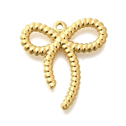 Настоящее золото 14K Ионное покрытие (ip) 304 подвески из нержавеющей стали, очарование бантом, реальный 14 k позолоченный, 29x28x3 мм, отверстие : 1.6 мм