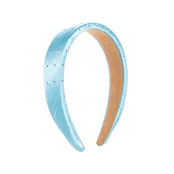 Sky Blue Cloth Headband, with Rhinestone, Simple Lady Hair Accessories, Sky Blue, 150x120x30mm