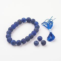 Lapislazuli Mattierte natürliche Lapislazuli-Stretcharmbänder (gefärbt und erhitzt)., Runde, Sackleinenverpackung, 2-3/8 Zoll (59 mm)