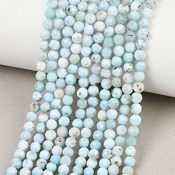 Ларимар Природные ларимар бисер нитей, круглые, класс АА, граненые, 4~4.5 мм, отверстие : 0.6 мм, около 98 шт / нитка, 15.59'' (39.6 см)