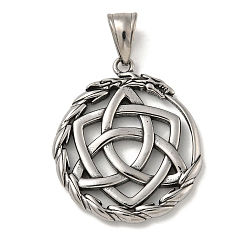 Античное Серебро 316 хирургические подвески из нержавеющей стали, плоско-круглые, античное серебро, 35x30x3.5 мм, отверстие : 4x8 мм