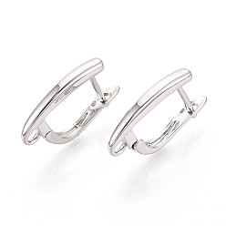 Платинированный Латунная фурнитура для хооп серег, без кадмия, без никеля и без свинца, Реальная платина, 20x13x3 мм, отверстие : 1.8 мм, штифты : 1 мм