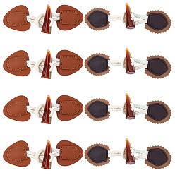 Mixed Color 8Pcs 2 Styles Resin Button, Imitation Leather Horn Toggle Button, Sewing Accessories, Mixed Color, 160~162x43.5~44x17~20mm, 4pcs/style