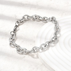 Нержавеющая Сталь Цвет 201 трос из нержавеющей стали цепи браслеты, овальные, цвет нержавеющей стали, 8.27 дюйм (21 см)