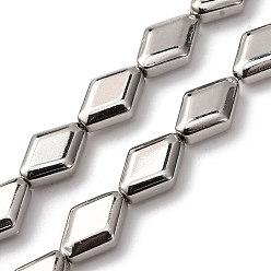 с Платиновым Покрытием Стеклянные бусины с гальваническим покрытием , ромб, с покрытием платиным, 15x10.5x5 мм, отверстие : 1 мм, около 27 шт / нитка, 15.12'' (38.4 см)