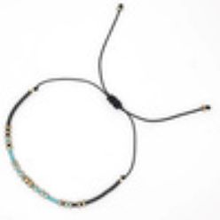 Темно-Голубой Браслеты из плетеного бисера, украшенные стеклянными и латунными бусинами., Регулируемые браслеты из волоконного шнура с бусинами для женщин, колонка, глубокое синее небо, регулируемый